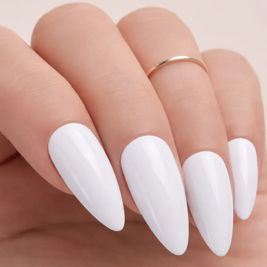 Faux Ongles Blanc Amande Mi-Longs