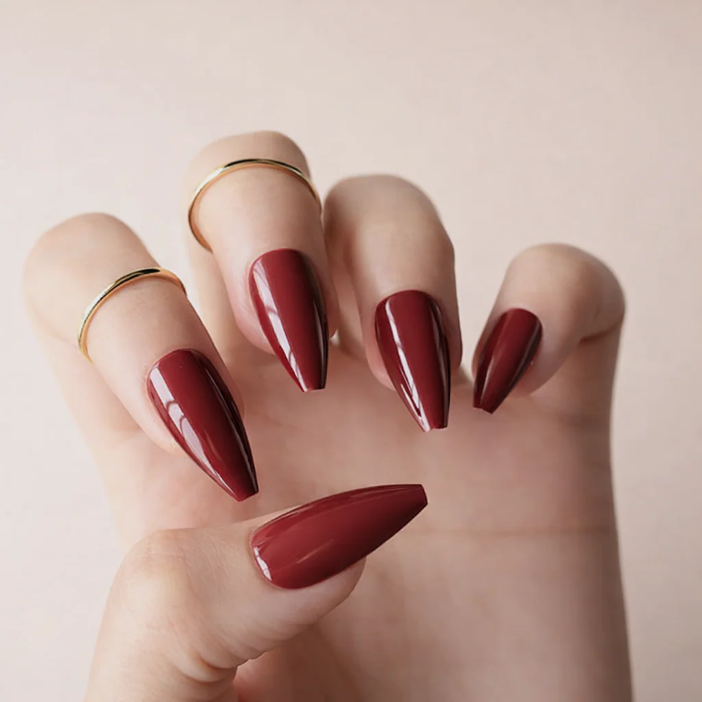 Faux Ongles Bordeaux Ballerine Longs