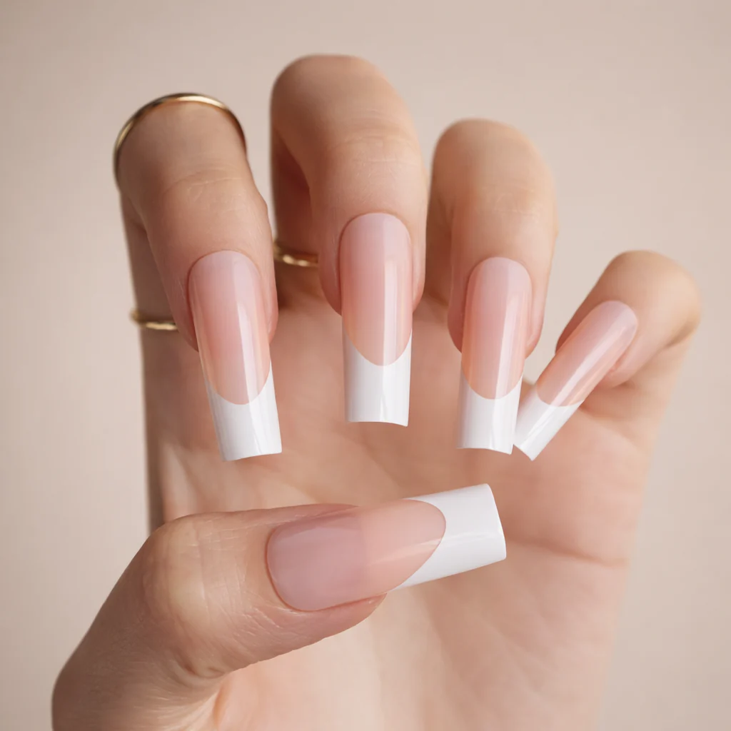 Faux Ongles French Nude Carré Longs