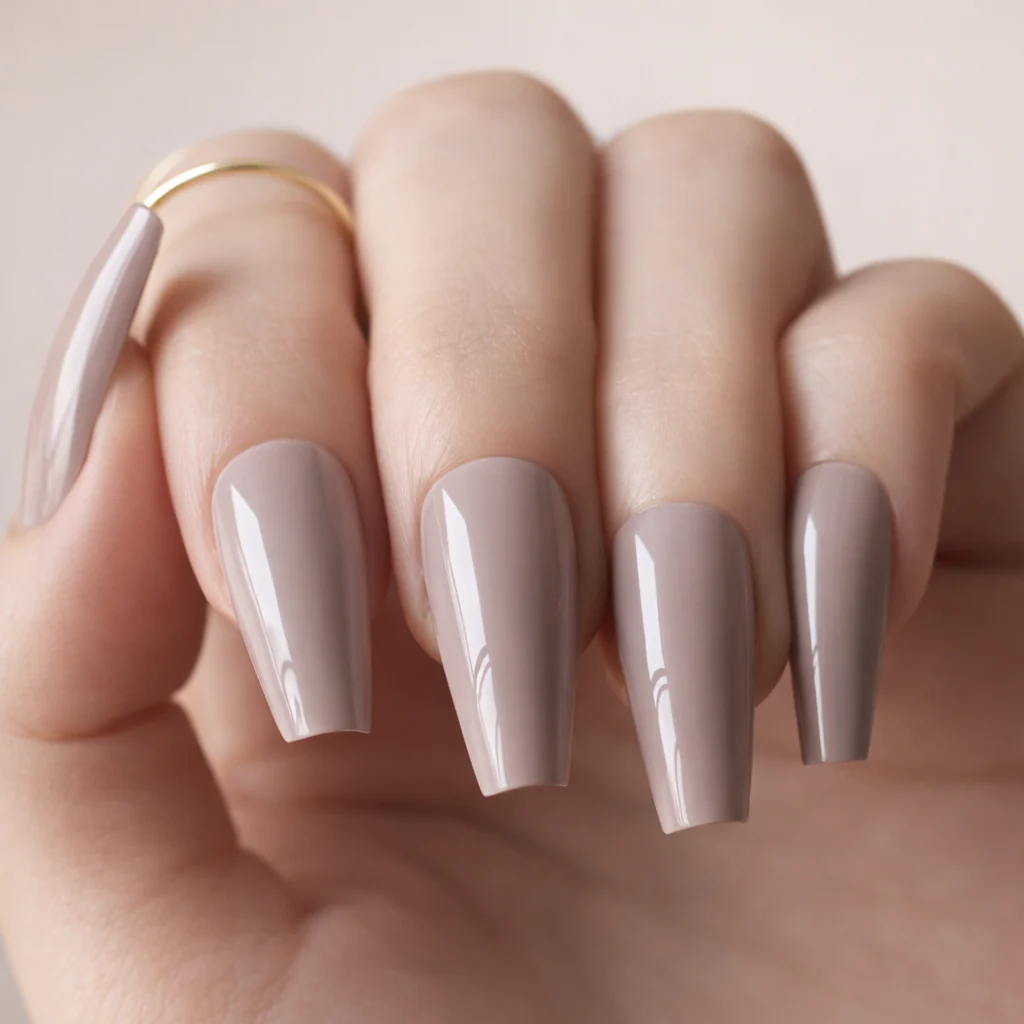 Faux Ongles Beiges Ballerine Longs