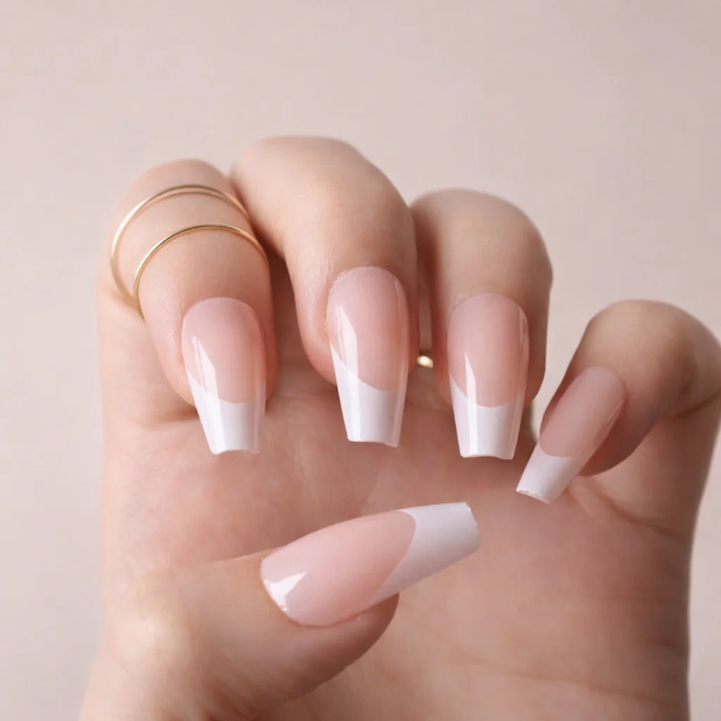 Faux Ongles French Nude Ballerine Longs