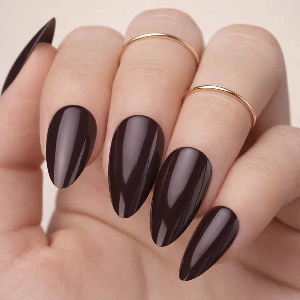 Faux Ongles Espresso Amande Mi-Longs
