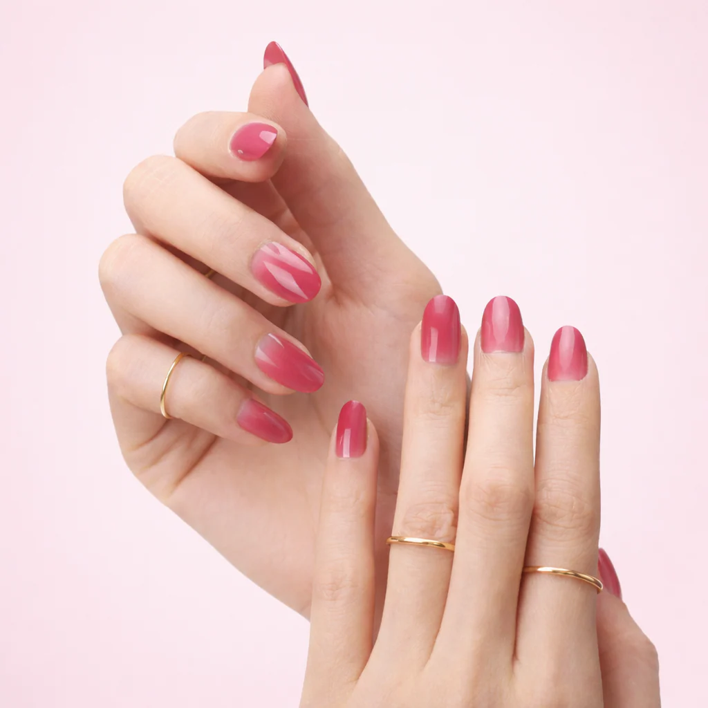 Faux Ongles Roses Rond Courts