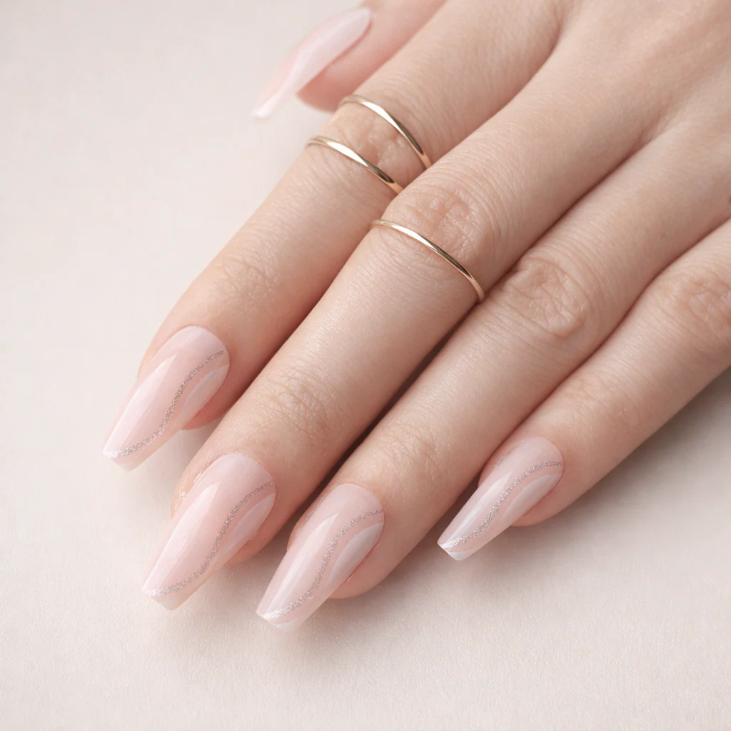 Faux Ongles Nude Ballerine Longs