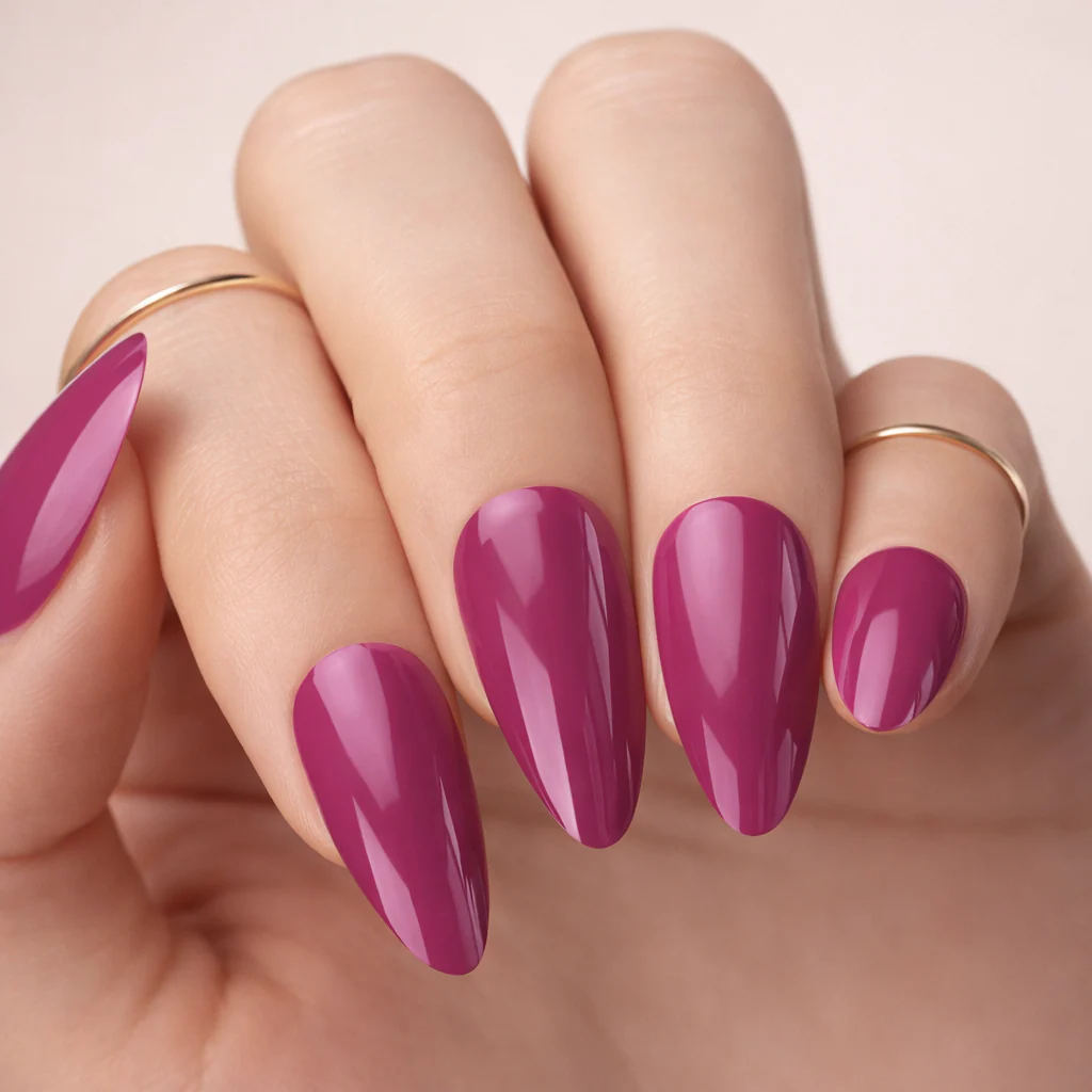 Faux Ongles Magenta Amande Mi-Longs