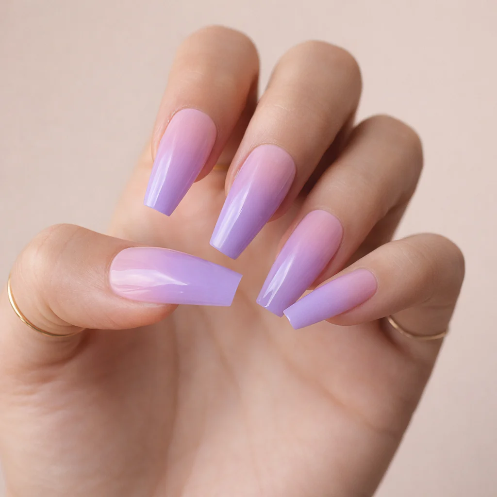 Faux Ongles Violet Ombre Ballerine Longs